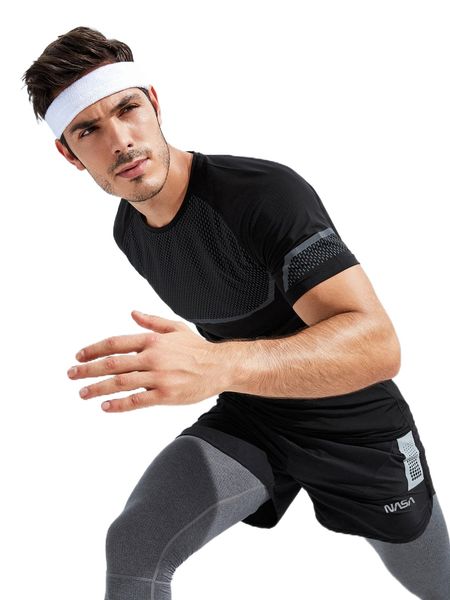 

men geo print raglan sleeve sports tee c4mx#, White;black