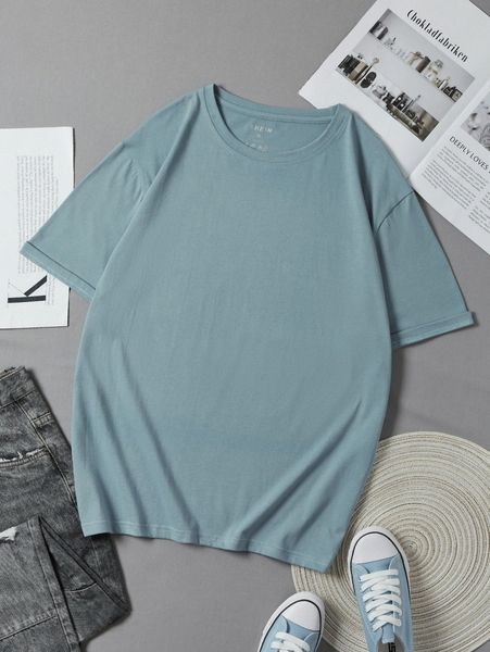 

men solid round neck tee 96om#, White;black