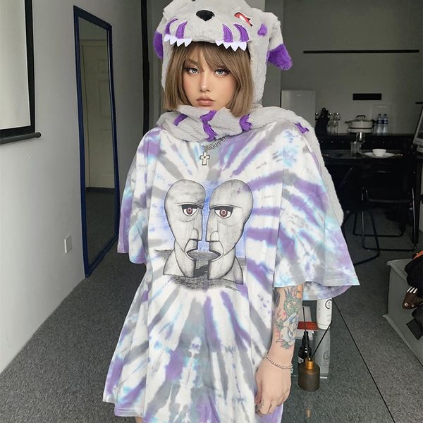 

tie dye vintage t-shirts t shirts pink rock band hip hop man summer men women oversize streetwear washed old men's loose tees skate boa, White;black