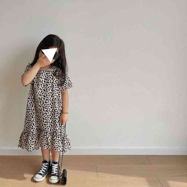 England-Stil Mama und ich Kleid Leopardenmuster Mama und Baby Mädchen passende Kleidung Geburtstagsparty Outfits für Kinder Casual FY02202