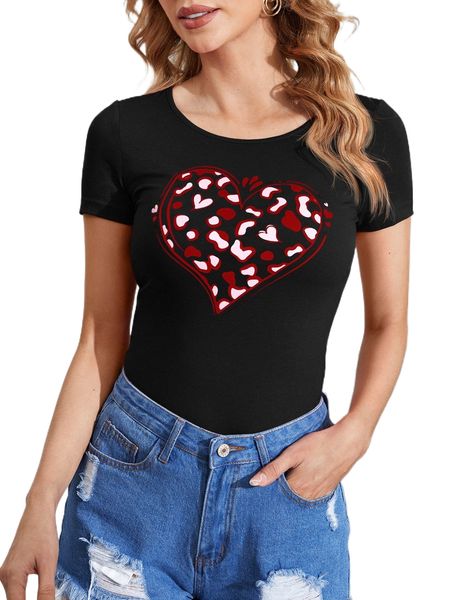 

heart print form fitted tee g0rk#, White
