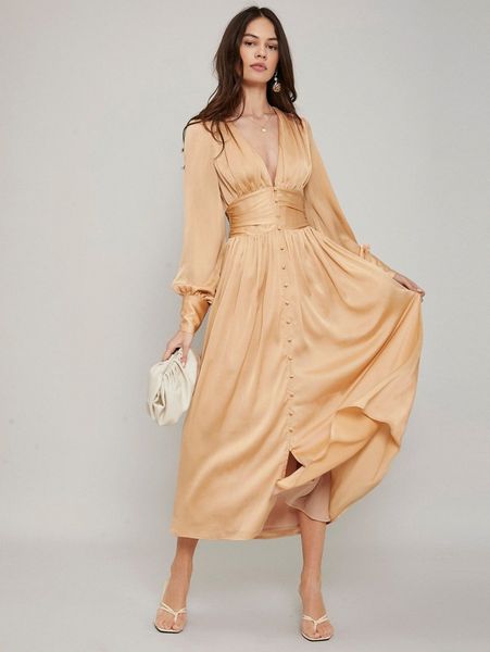 

motf premium empire waist flowy dress t8am#, Black;gray