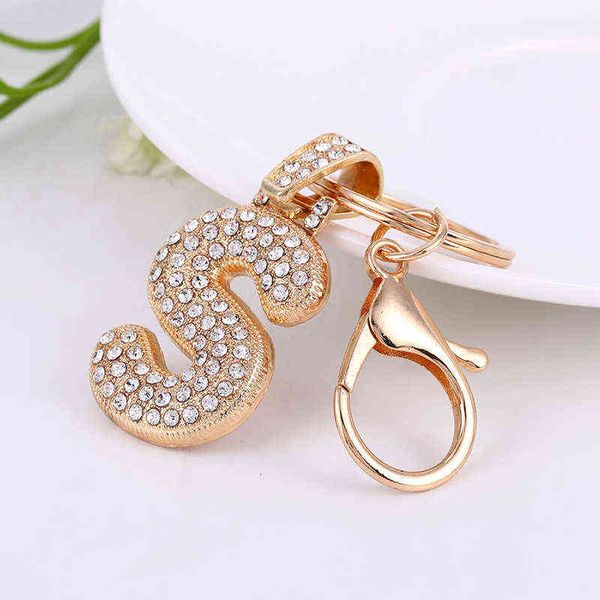 

metal diamond straight 26 english letter keychain key accories small gift, Slivery;golden