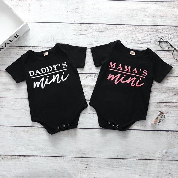 

infant boys and girls baby romper round neck short sleeve daddymama printed triangle romper clothes, Blue