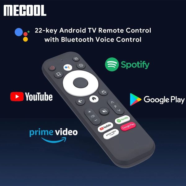 Mecool Bluetooth Ersetzen Sie die Fernbedienung für KD2 KM7 TV -Box mit 22 Tasten Google Voice Certified Assistant