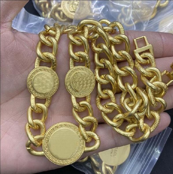 

fashion new designed pendants cuba thick chain necklace banshee medusa head portrait 18k gold plated women ladies necklaces designer jewelry, Silver