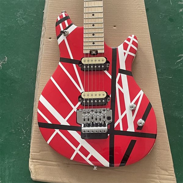 

in stock black and white line red body single missing angle electric guitar maple groove fingerboard can be customized guitars guitarra