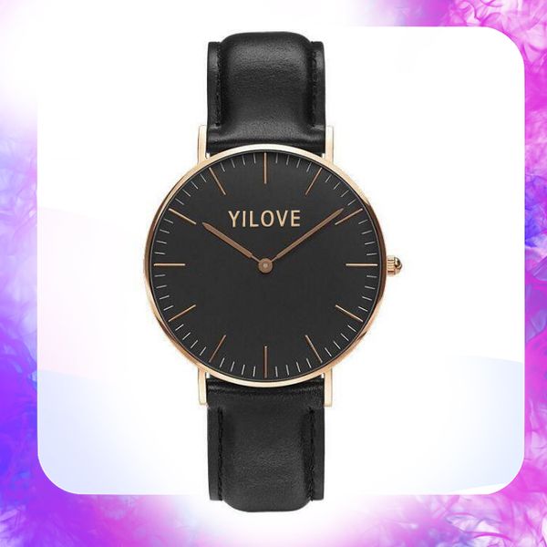 

ultra-thin fashion couple simple watch 40mm 36mm classic trend quartz movement clock leather outdoor sports waterproof men women wristwatch, Slivery;brown
