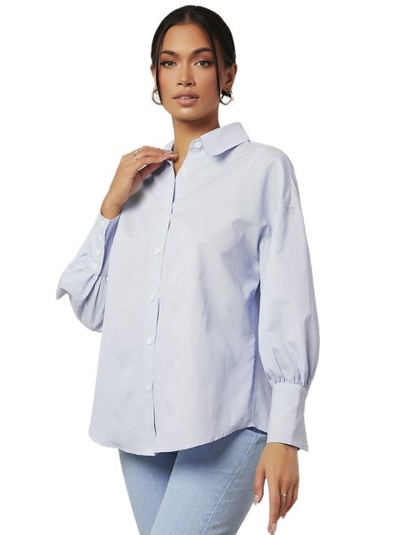 

striped button front drop shoulder shirt h8jk#, White