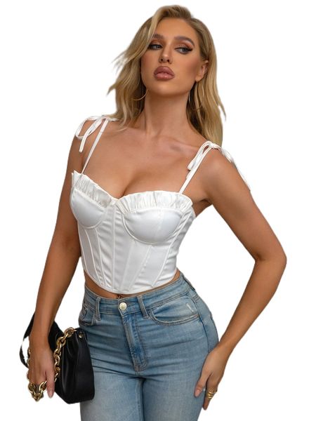 

parthea tie shoulder bustier satin cami 88xk#, White
