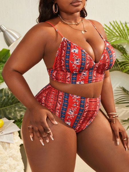 

plus floral high waisted bikini swimsuit a9i0#, White;black