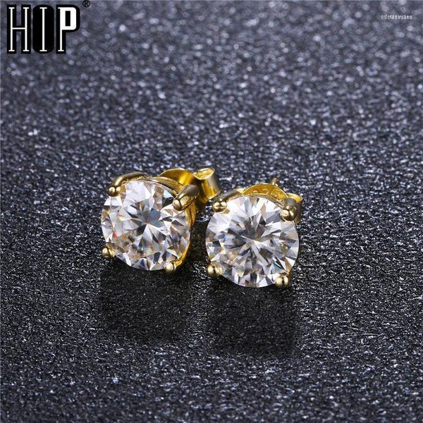 

stud hip hop 925 sterling silver ear studs luxury 0.5-2 carat moissanite micro earring fashion gold earrings men women jewelrystud odet22 fa, Golden;silver