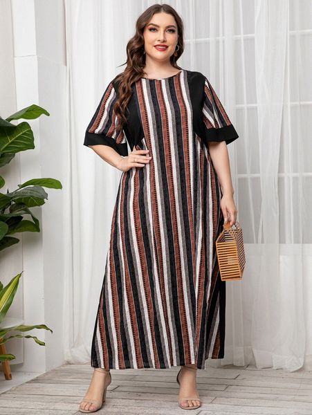 

plus striped tunic dress o7kd#, Black