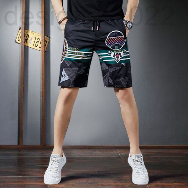 

men's pants designer summer ice silk shorts men's printed quick drying pants fashion casual five point net red beach mxge, Black