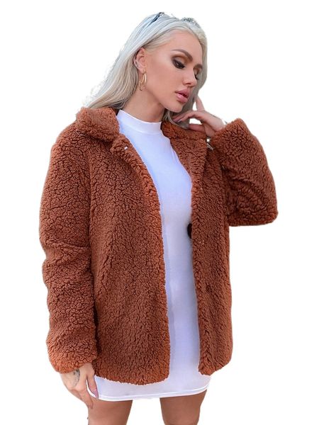 

eilly bazar open front teddy coat u031#, Black