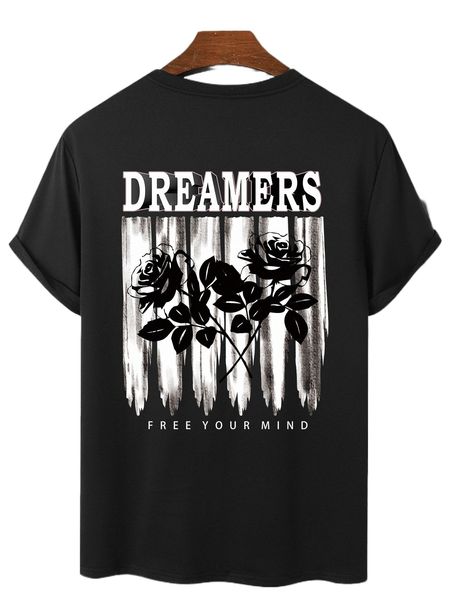 

men floral and slogan graphic tee g0k0#, White;black