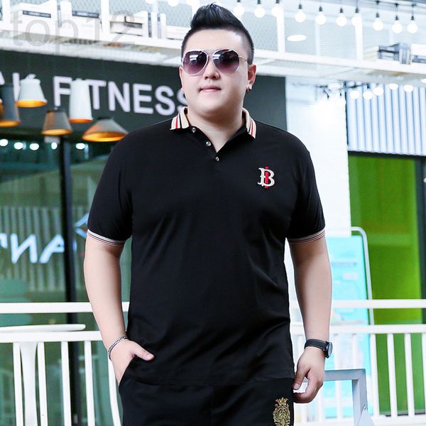 

men's t-shirts designer fat guy men's plus size short sleeve lapel t-shirt summer dress large business collar polo t-shirt 195 tgn, White;black