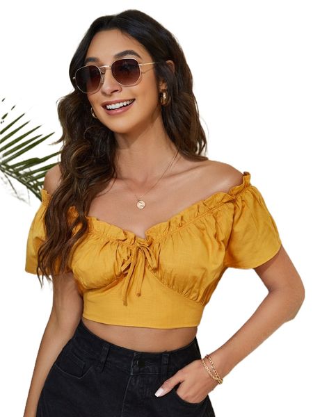 

sweetheart tie front crop q5zn#, White