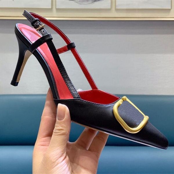 

designer women sandals heels womens fashion nude color patent leather pumps lady dress shoes pointed toe high heel size 35-41, Black