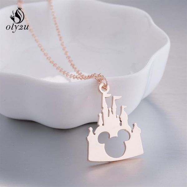 

oly2u stainless steel necklaces & pendant castle mouse chain necklace jewelry womens clothing accessories party christmas gift e247u, Silver