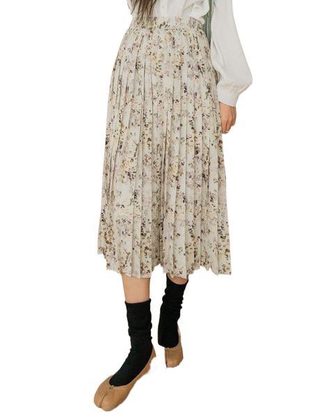 

dazy high waist floral print pleated skirt p8gj#, Black