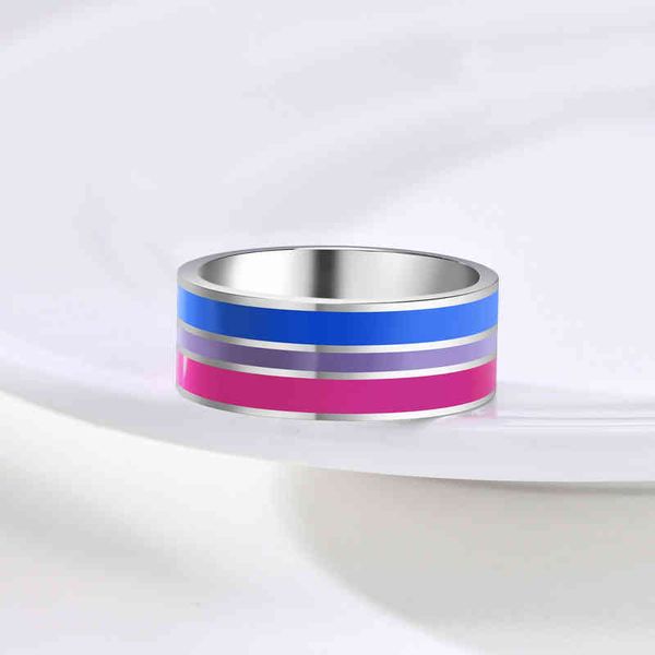 

rings quanxi water jewelry ring color 8mm gay flag ring jewelry rainbow pr033, Silver