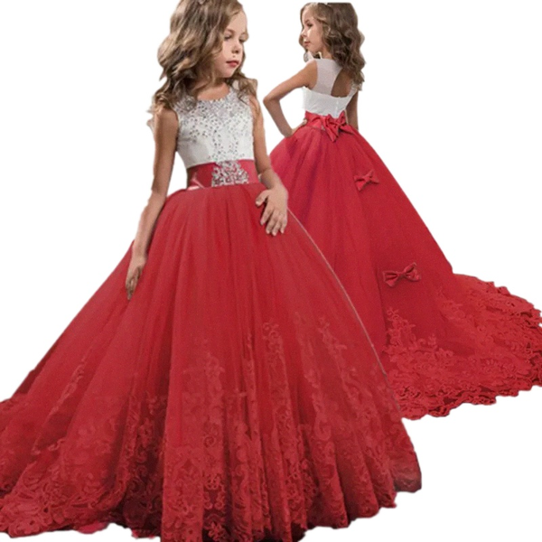 

red girl lace embroidery christmas birthday party dress flower wedding gown formal kids dresses for girls teen clothes 6 14 yrs, Black;gray