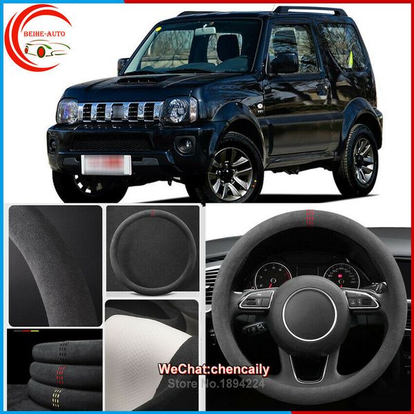 

for suzuki jimney black alcantara suede car steering wheel cover car styling