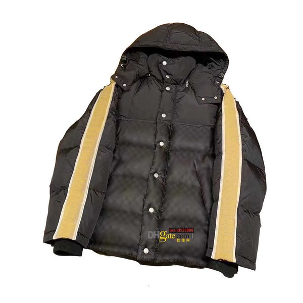 

famous luxury men goose down jackets north winter coat reflective stripes bread classic full print suit comfortable and warm jacket man, Black