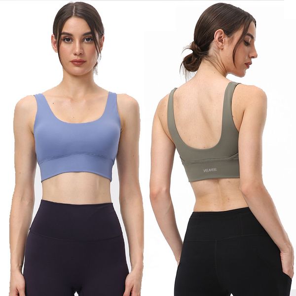 2024 Lu Lu Lemens Malha Patchwork Sutiã Esportivo Top Para Mulheres Fitness Alto Suporte Push Up Senhoras Yoga Sutiã Alça de Ombro Dupla Menina Desgaste Ativo VELAFEEL