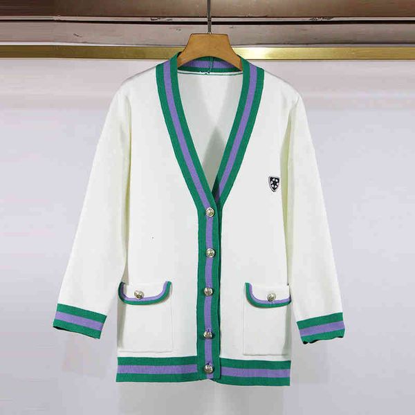 

women's knits & tees fadan  family spring and summer metal button college style long sleeved sweater cardigan female, White