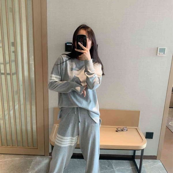 

summer explosion 6293 snake tb suit four bar striped sweater + wool harlan leggings pants casual pants, Gray