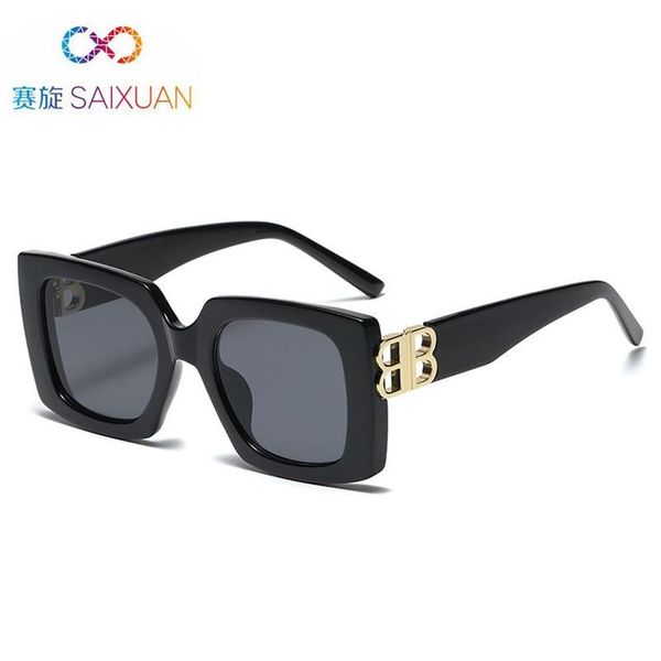 

rectangle bb logo sunglasses women men 2021 trending products vintage fashion shades for feminino235z, White;black