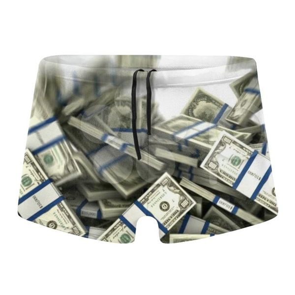 Shorts masculinos Summer Man's ganha Money Dollar Beach Swimwear ADUTRO ADULTO NATAGEM NATAGEM NATA SWIRO DE FETO DE CARACHO