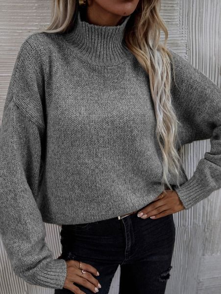 

high neck drop shoulder sweater r8op#, White;black