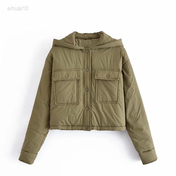 

women fashion thin cotton lined clothing parka jacket vintage long sleeves female short outerwear shirt jacket chic l220725, Black