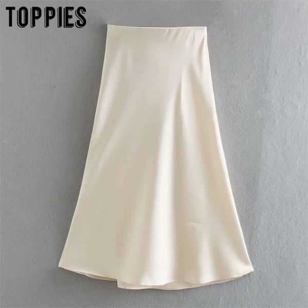

white satin midi skirts high waist pink aline skirts summer womens falas streetwear 210319, Black