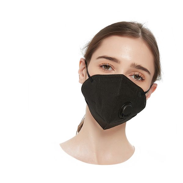 

kn95 disposable face mask 5-layer mask with breathing valve elastic earloop and nose bridge clip protection against pm2.5 individual package