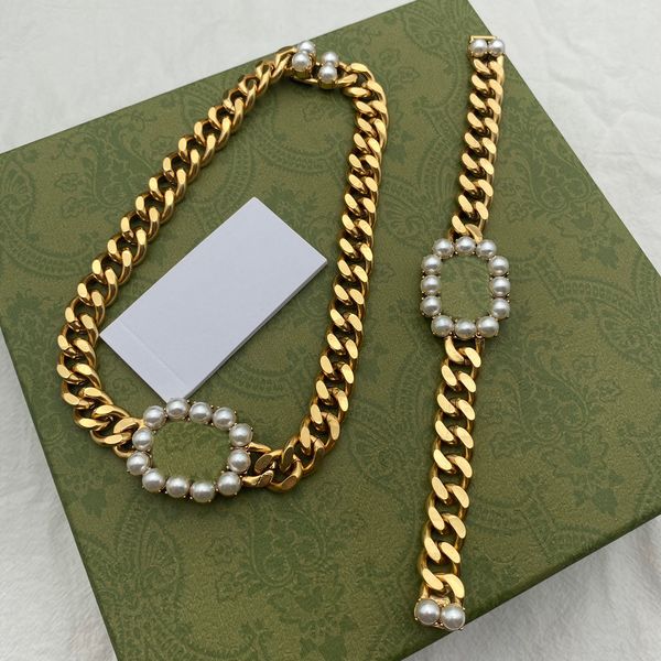 

designers bracelet chain double g letter men womens luxury jewelry pearl women fashion gold bracelets necklaces no box, Silver