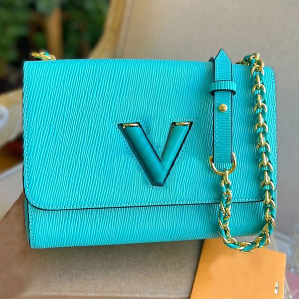

chains twist crossbody bag flip women shoulder bags flap handbag purse water ripple genuine leather fashion letters lock hardware adjustable