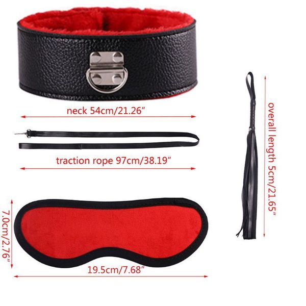 

k5de 6pcs/set leather nylon plush bondage set restraints for couples woman slave sm y erotic toy handcuff suit toys