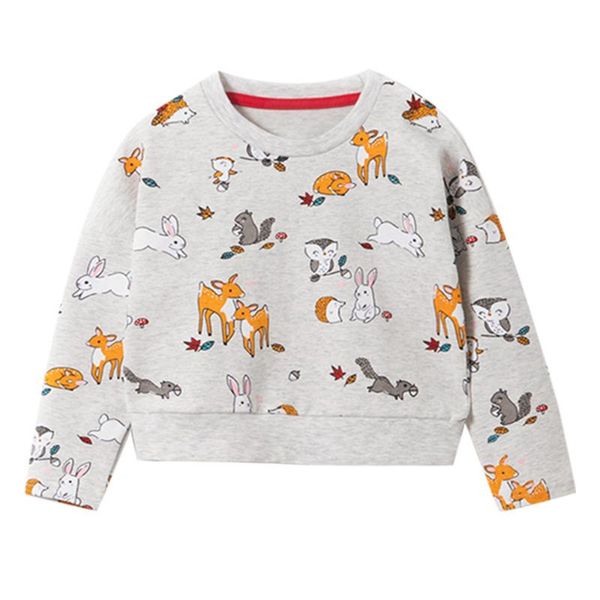 Camisetas de camisetas moletons para o outono Os animais da primavera de algodão impressão moda de moda infantil