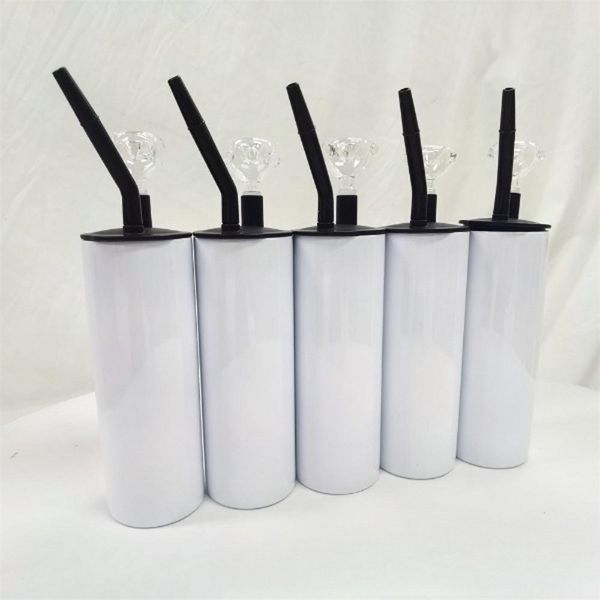 

22oz sublimation fatty tumblers with smoking lid sub hookah mugs blank white stainless steel straight cup insulated vacuum water bottle