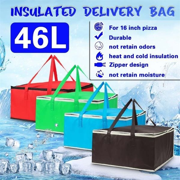 

15" 16" insulated pizza delivery bag cooler waterproof insulation folding picnic portable ice pack food thermal 220718