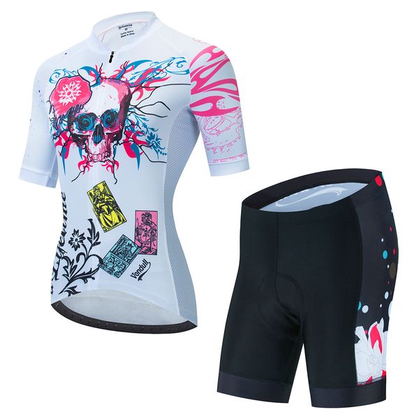2024 moda feminina crânio triathlon camisa de ciclismo manga curta mtb maillot bicicleta camisa downhill jérsei pro equipe tricota mountain bike roupas