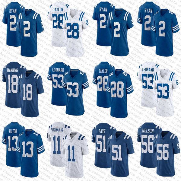 

2 matt ryan 28 jonathan taylor colt peyton manning custom football 56 quenton nelson jerseys 53 darius leonard yannick ngakoue deforest, Black