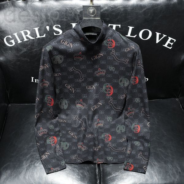

men's t-shirts designer 2021 autumn winter long sleeve half high collar fashion casual t-shirt korean printed bottomed shirt, White;black