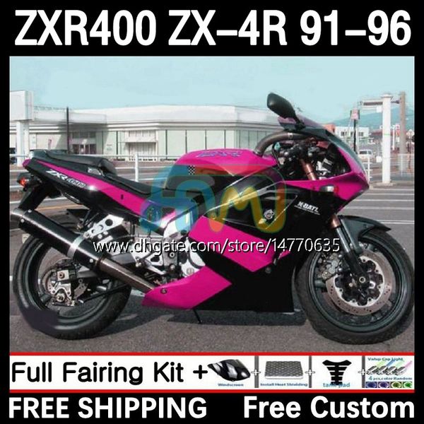 Körperarbeit für Kawasaki Ninja ZXR 400 CC ZX4R ZXR400 ZX-4R 91 92 93 94 95 96 12dh.176 Body ZX 4R ZXR-400 1991 1992 1993 1994 1995 1996 400cc 91-96 OEM Fairing Kit Pink Black