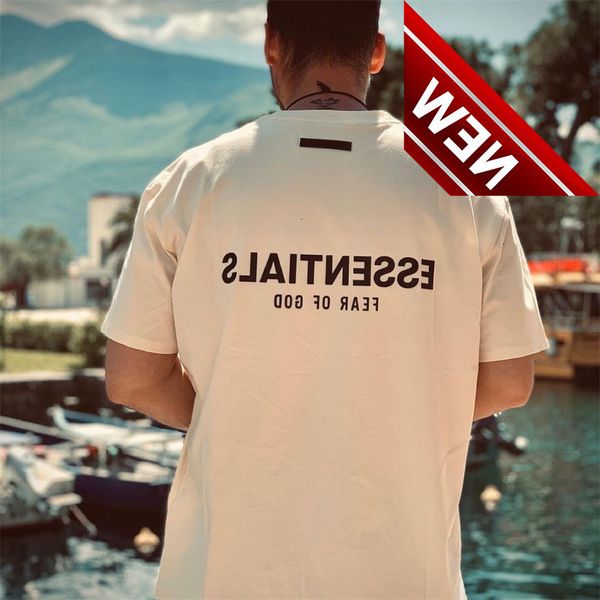 

21 silicone short sleeve fog essentials double line season 7 high street loose casual t-shirt, White;black