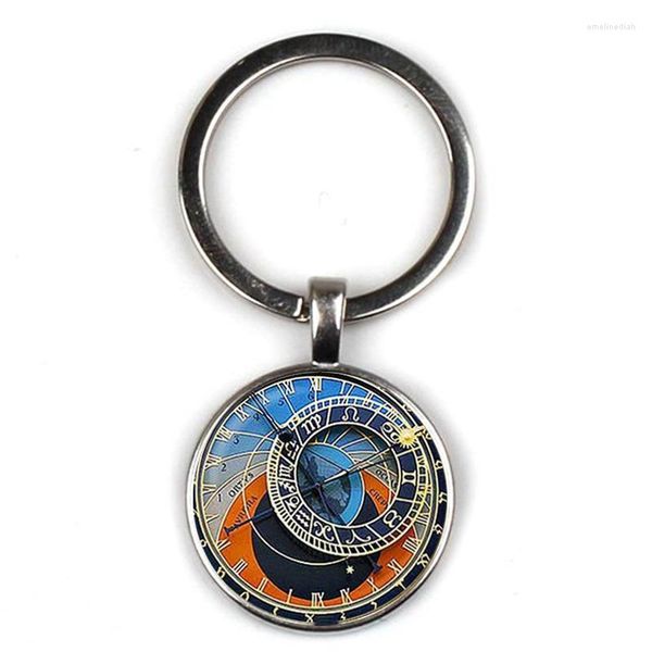 Keychains Lanyards Schlüsselanschlüsse 2024 Astrologie Uhr Muster Schlüsselbund Retro Astronomisch Berechnen Sie Schlüssel Ring Freund Familie Geburtstag Weihnachtsgeschenk Souvenir Emel22